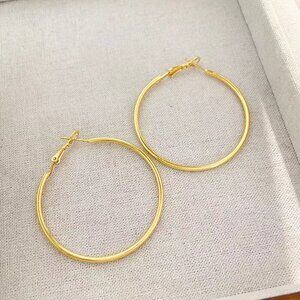18K Gold Plated Large Hoop Earrings – Waterproof